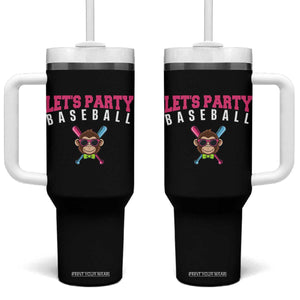 Let's Party Baseball Monkey Tumbler With Handle Ball Party Game Day Vibes TS02 One Size: 40 oz Black Print Your Wear