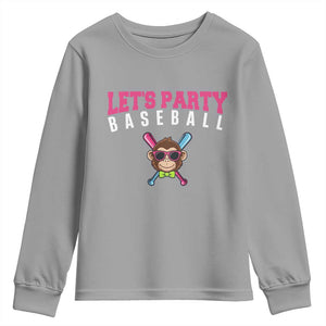Let's Party Baseball Monkey Youth Sweatshirt Ball Party Game Day Vibes TS02 Sport Gray Print Your Wear