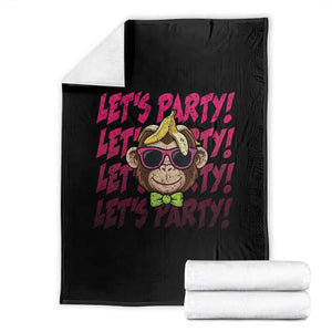 Lets Party Monkey Baseball Throw Blanket Funny Ball Party Game Day Fans TS02 Black Print Your Wear