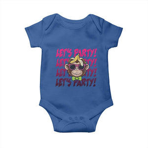 Lets Party Monkey Baseball Baby Onesie Funny Ball Party Game Day Fans TS02 Royal Blue Print Your Wear