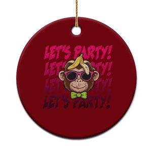 Lets Party Monkey Baseball Ceramic Ornament Funny Ball Party Game Day Fans TS02 1pc Red Print Your Wear