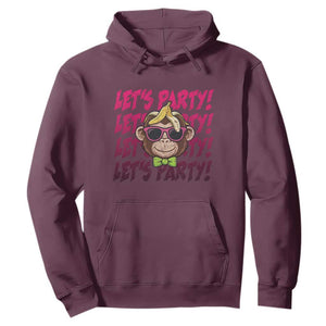 Lets Party Monkey Baseball Hoodie Funny Ball Party Game Day Fans TS02 Maroon Print Your Wear