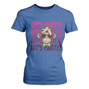 Lets Party Monkey Baseball T Shirt For Women Funny Ball Party Game Day Fans TS02 Royal Blue Print Your Wear