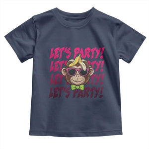 Lets Party Monkey Baseball Toddler T Shirt Funny Ball Party Game Day Fans TS02 Navy Print Your Wear