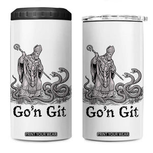 Go'n Git Funny Saint Patrick Banishing Snakes 4 in 1 Can Cooler Tumbler Irish History Humor St Patricks Day TS02 One Size: 16 oz White Print Your Wear