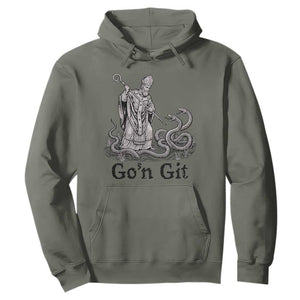 Go'n Git Funny Saint Patrick Banishing Snakes Hoodie Irish History Humor St Patricks Day TS02 Military Green Print Your Wear