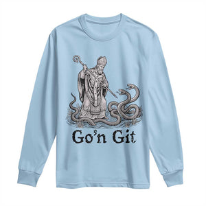 Go'n Git Funny Saint Patrick Banishing Snakes Long Sleeve Shirt Irish History Humor St Patricks Day TS02 Light Blue Print Your Wear