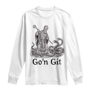 Go'n Git Funny Saint Patrick Banishing Snakes Long Sleeve Shirt Irish History Humor St Patricks Day TS02 White Print Your Wear