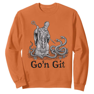 Go'n Git Funny Saint Patrick Banishing Snakes Sweatshirt Irish History Humor St Patricks Day TS02 Orange Print Your Wear