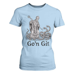 Go'n Git Funny Saint Patrick Banishing Snakes T Shirt For Women Irish History Humor St Patricks Day TS02 Light Blue Print Your Wear