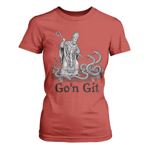 Go'n Git Funny Saint Patrick Banishing Snakes T Shirt For Women Irish History Humor St Patricks Day TS02 Red Print Your Wear