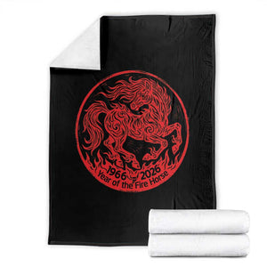 Year of the Fire Horse 1966 2026 Red Graphic Throw Blanket 60 Years Chinese Zodiac Horse Vintage Style TS02 Black Print Your Wear