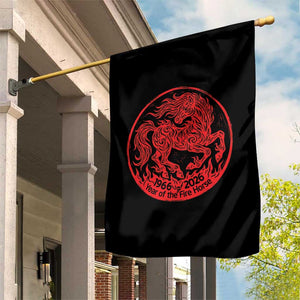 Year of the Fire Horse 1966 2026 Red Graphic Garden Flag 60 Years Chinese Zodiac Horse Vintage Style TS02 Print Your Wear