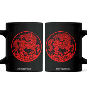 Year of the Fire Horse 1966 2026 Red Graphic Coffee Mug - 60 Years Chinese Zodiac Horse Vintage Style TS02 Black Print Your Wear