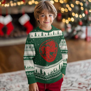 Year of the Fire Horse 1966 2026 Red Graphic Ugly Christmas Sweater 60 Years Chinese Zodiac Horse Vintage Style TS02 Forest Green Beige Print Your Wear