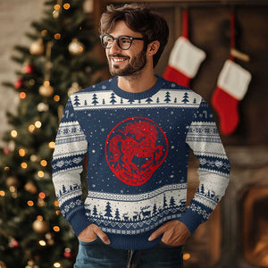 Year of the Fire Horse 1966 2026 Red Graphic Ugly Christmas Sweater 60 Years Chinese Zodiac Horse Vintage Style TS02 Navy Beige Print Your Wear