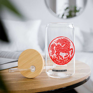 Year of the Fire Horse 1966 2026 Red Graphic Glass Can 60 Years Chinese Zodiac Horse Vintage Style TS02 Print Your Wear