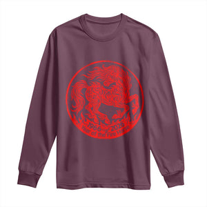 Year of the Fire Horse 1966 2026 Red Graphic Long Sleeve Shirt 60 Years Chinese Zodiac Horse Vintage Style TS02 Maroon Print Your Wear