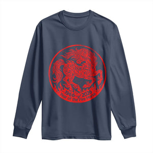 Year of the Fire Horse 1966 2026 Red Graphic Long Sleeve Shirt 60 Years Chinese Zodiac Horse Vintage Style TS02 Navy Print Your Wear