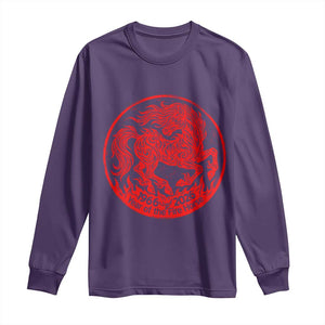 Year of the Fire Horse 1966 2026 Red Graphic Long Sleeve Shirt 60 Years Chinese Zodiac Horse Vintage Style TS02 Purple Print Your Wear