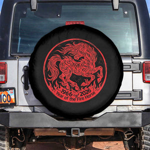 Year of the Fire Horse 1966 2026 Red Graphic Spare Tire Cover - 60 Years Chinese Zodiac Horse Vintage Style TS02 No hole Black Print Your Wear