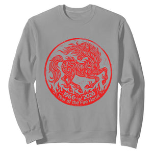 Year of the Fire Horse 1966 2026 Red Graphic Sweatshirt 60 Years Chinese Zodiac Horse Vintage Style TS02 Sport Gray Print Your Wear
