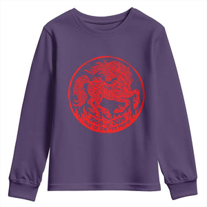 Year of the Fire Horse 1966 2026 Red Graphic Youth Sweatshirt 60 Years Chinese Zodiac Horse Vintage Style TS02 Purple Print Your Wear