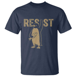 Funny Penguin Resist T Shirt Against Tariffs Activism Vintage TS02 Navy Print Your Wear