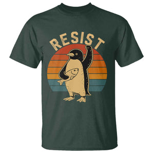 Funny Penguin Resist T Shirt Against Tariffs Retro Vintage TS02 Dark Forest Green Print Your Wear