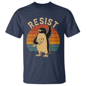 Funny Penguin Resist T Shirt Against Tariffs Retro Vintage TS02 Navy Print Your Wear