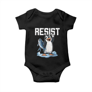 Funny Penguin Resist Baby Onesie Against Tariffs Protest TS02 Black Print Your Wear