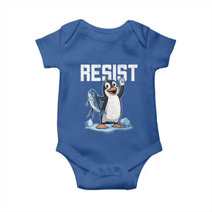 Funny Penguin Resist Baby Onesie Against Tariffs Protest TS02 Royal Blue Print Your Wear