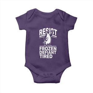 Funny Penguin Resist Baby Onesie Frozen Defiant Tired FDT Activism TS02 Purple Print Your Wear