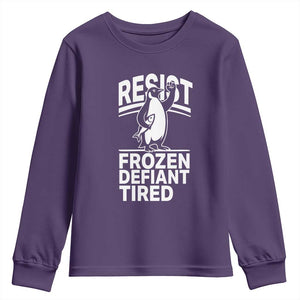 Funny Penguin Resist Youth Sweatshirt Frozen Defiant Tired FDT Activism TS02 Purple Print Your Wear