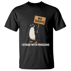 Funny Penguin Resist T Shirt No Tariffs I Stand With Penguins TS02 Black Print Your Wear