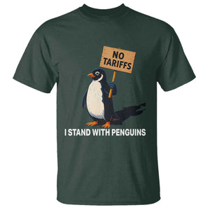 Funny Penguin Resist T Shirt No Tariffs I Stand With Penguins TS02 Dark Forest Green Print Your Wear