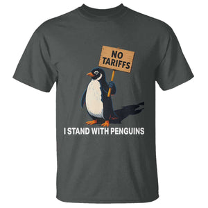 Funny Penguin Resist T Shirt No Tariffs I Stand With Penguins TS02 Dark Heather Print Your Wear
