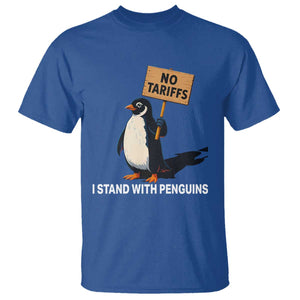 Funny Penguin Resist T Shirt No Tariffs I Stand With Penguins TS02 Royal Blue Print Your Wear