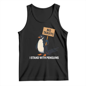 Funny Penguin Resist Tank Top No Tariffs I Stand With Penguins TS02 Black Print Your Wear