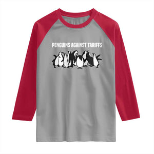Funny Penguin Resist Raglan Shirt Penguins Against Tariffs Sarcastic Saying Meme TS02 Sport Gray Red Print Your Wear
