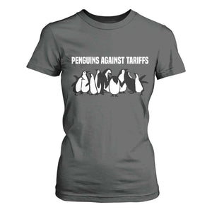 Funny Penguin Resist T Shirt For Women Penguins Against Tariffs Sarcastic Saying Meme TS02 Dark Heather Print Your Wear