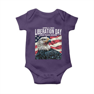 Liberation Day April 2 2025 Baby Onesie Fair Trade Patriotic American Eagle USA Flag TS02 Purple Print Your Wear