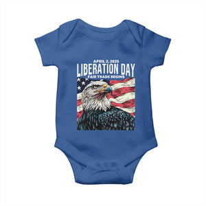 Liberation Day April 2 2025 Baby Onesie Fair Trade Patriotic American Eagle USA Flag TS02 Royal Blue Print Your Wear