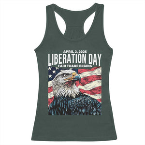 Liberation Day April 2 2025 Racerback Tank Top Fair Trade Patriotic American Eagle USA Flag TS02 Dark Forest Green Print Your Wear