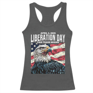 Liberation Day April 2 2025 Racerback Tank Top Fair Trade Patriotic American Eagle USA Flag TS02 Dark Heather Print Your Wear