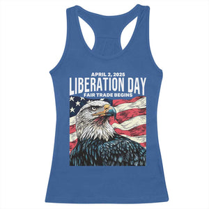 Liberation Day April 2 2025 Racerback Tank Top Fair Trade Patriotic American Eagle USA Flag TS02 Royal Blue Print Your Wear