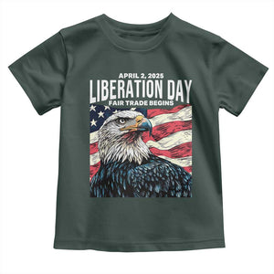 Liberation Day April 2 2025 Toddler T Shirt Fair Trade Patriotic American Eagle USA Flag TS02 Dark Forest Green Print Your Wear