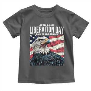 Liberation Day April 2 2025 Toddler T Shirt Fair Trade Patriotic American Eagle USA Flag TS02 Dark Heather Print Your Wear