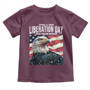 Liberation Day April 2 2025 Toddler T Shirt Fair Trade Patriotic American Eagle USA Flag TS02 Maroon Print Your Wear