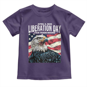 Liberation Day April 2 2025 Toddler T Shirt Fair Trade Patriotic American Eagle USA Flag TS02 Purple Print Your Wear
